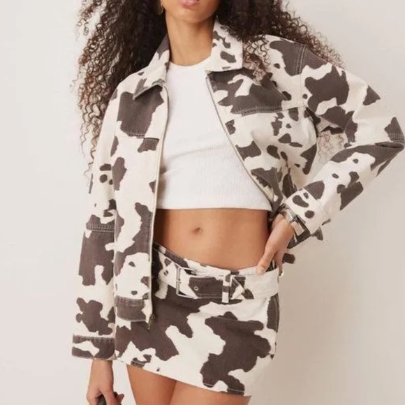 Abercrombie & Fitch Cow Print Jean Jacket - Brown and Cream - Picture 7 of 7